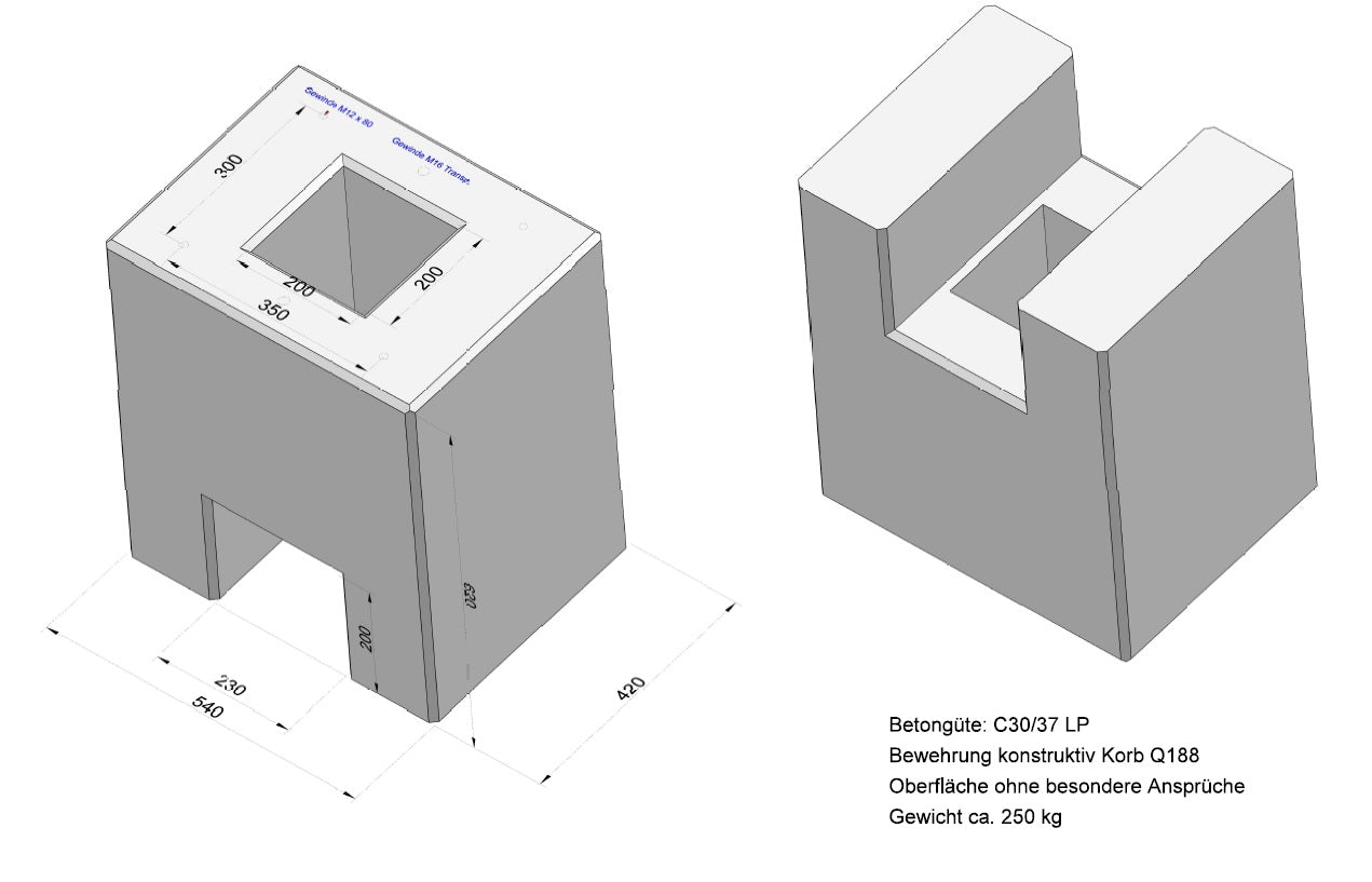 Cito 250 et Cito 500 Socle en béton - Fondation préfabriquée spécialement conçue pour les bornes de recharge Cito - 250 Kg
