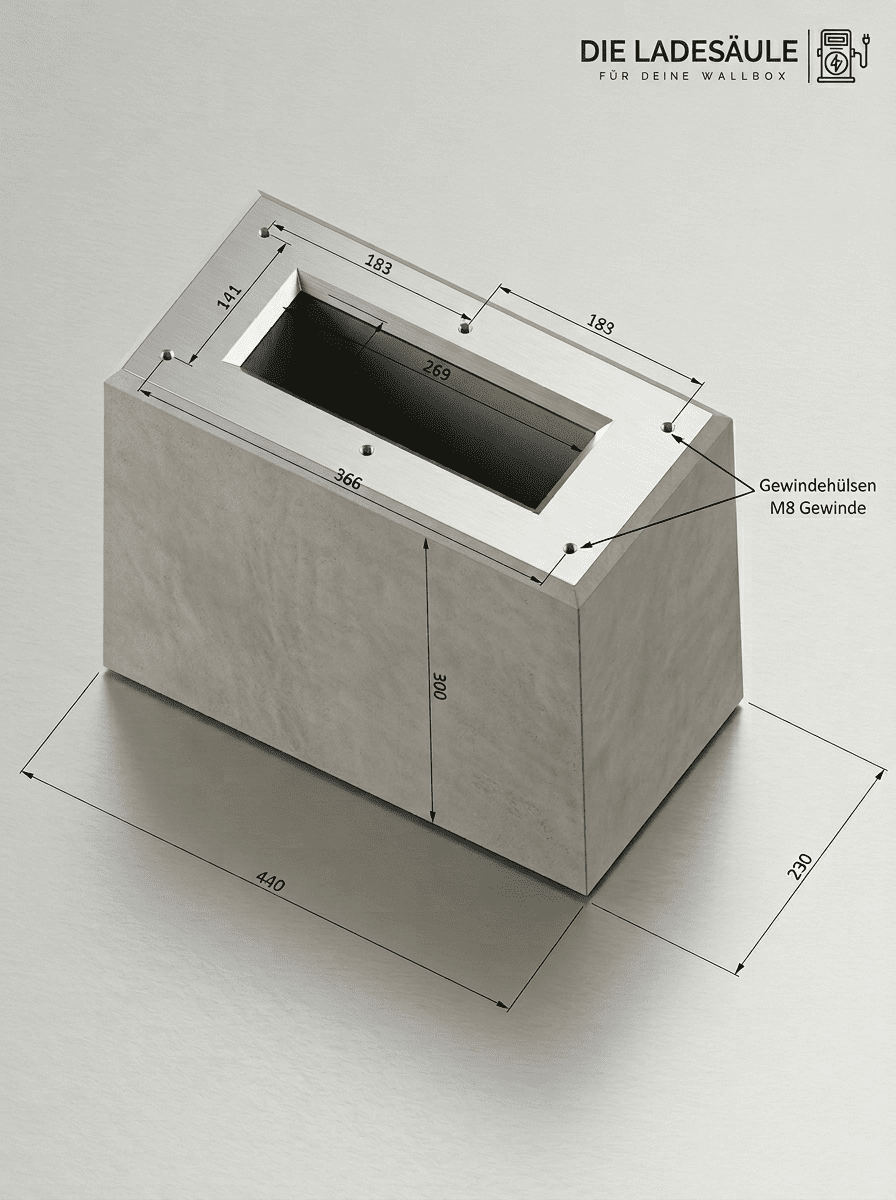 Fondation préfabriquée spécialement conçue pour le pied KeContact P20 / P30 de KEBA, borne de recharge (89735,90735)