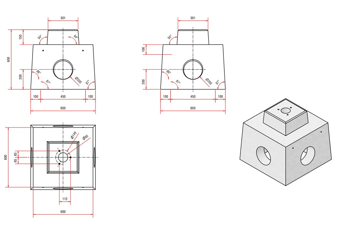 Cito 250 et Cito 500 Socle en béton - Fondation préfabriquée spécialement conçue pour les bornes de recharge Cito - 250 Kg