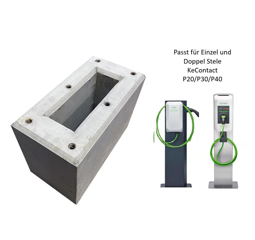 Fondation préfabriquée spécialement conçue pour le pied KeContact P20 / P30 de KEBA, borne de recharge (89735,90735)