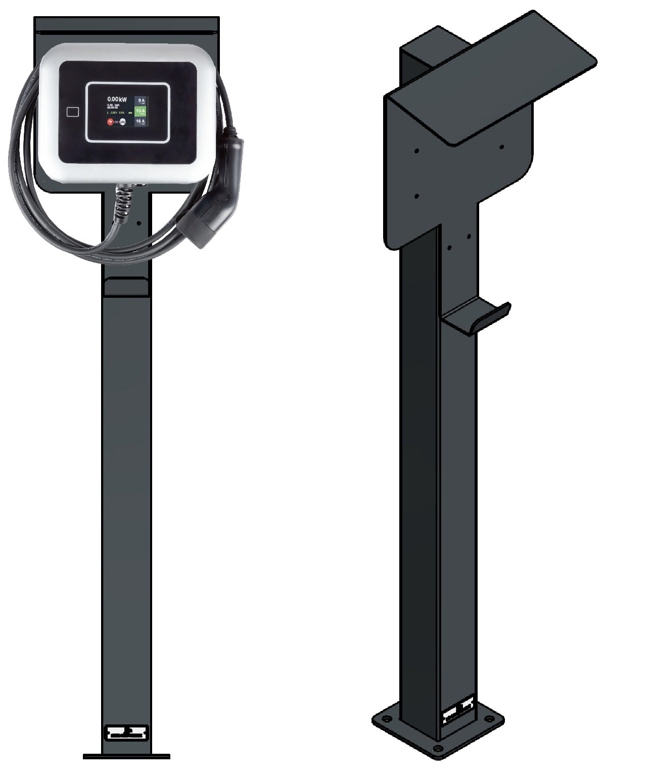 Colonne de charge adaptée à LIDL & Ultimate Speed Wallbox avec toit et crochet pour câble | Support | Pied | Stèle | Base