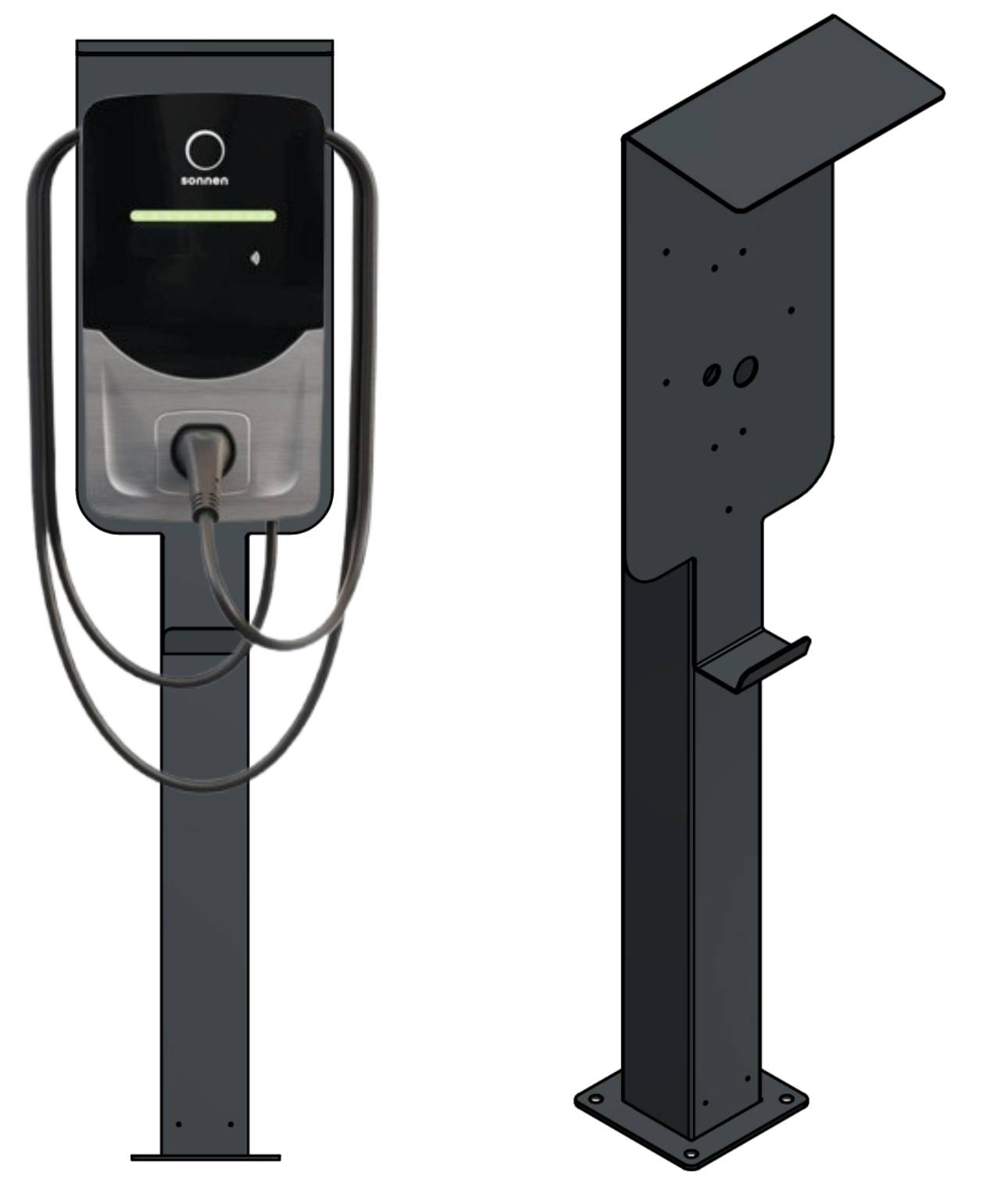 Colonne de recharge adaptée à Sonnen Charger Wallbox avec toit | support | pied | stèle | base