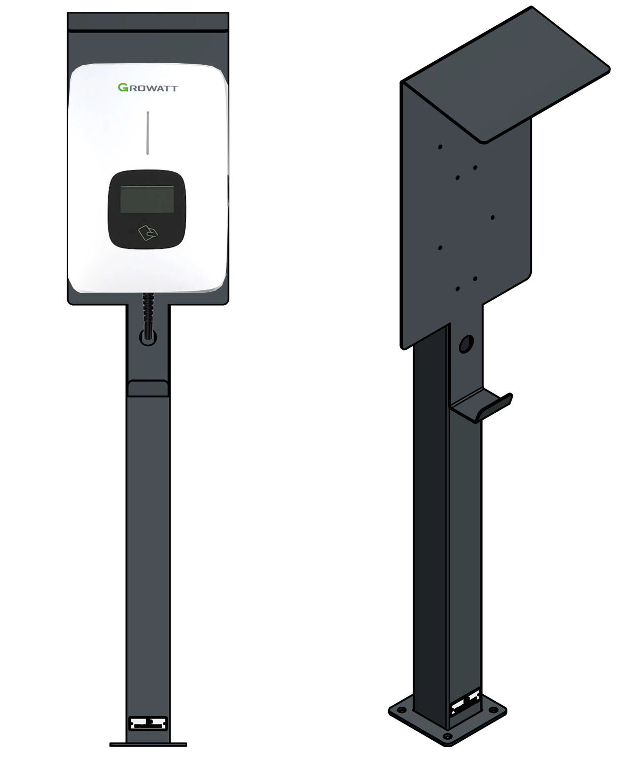 Borne de recharge adaptée à Innogy / Compleo / E.ON eBox avec toit | support | pied | stèle | base