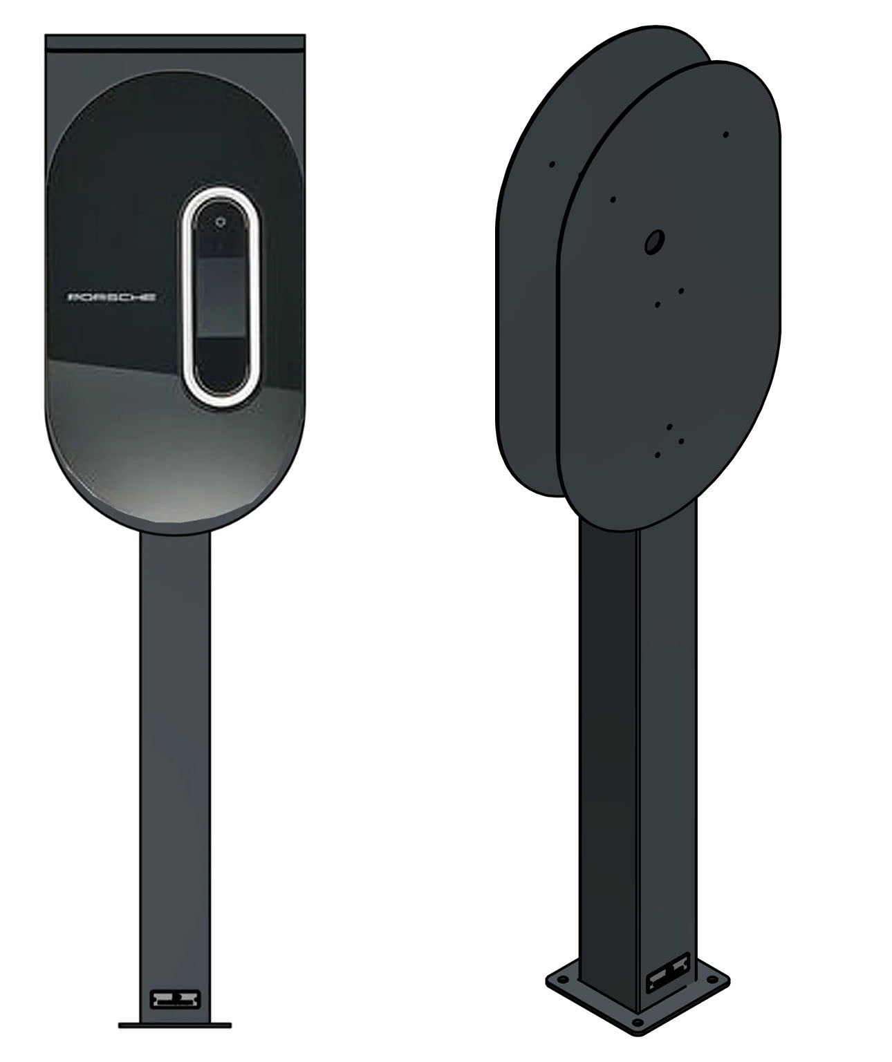 Double colonne de charge adaptée à 2x Porsche Lade Dock Wallbox avec toit | support | pied | stèle | base