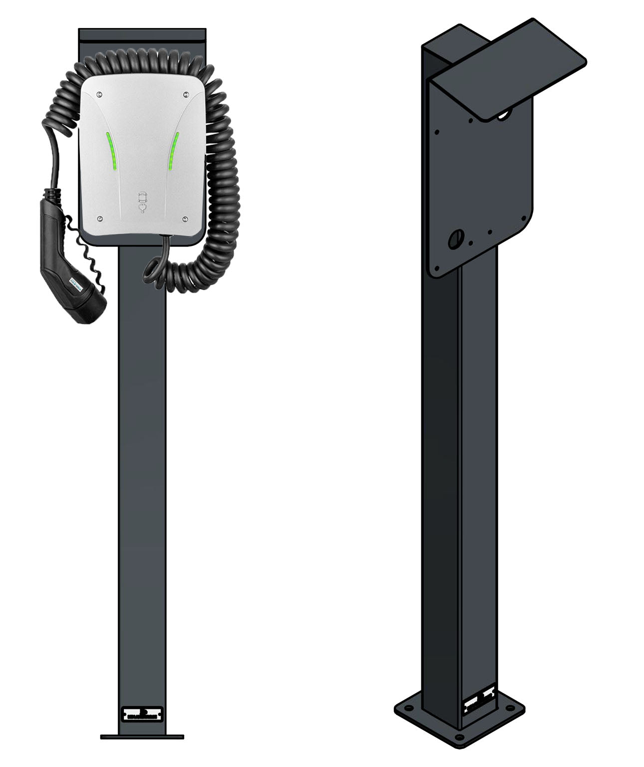 Colonne de charge adaptée à l'eCHARGE cPu2 / cPµ2 Pro de Hardy Barth avec toit | support | pied | stèle