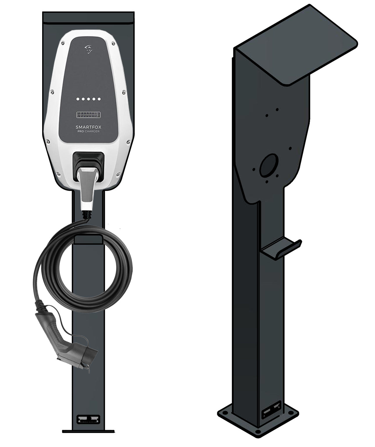 Colonne de charge adaptée à Smartfox Pro Charger Wallbox avec toit | support | pied | stèle