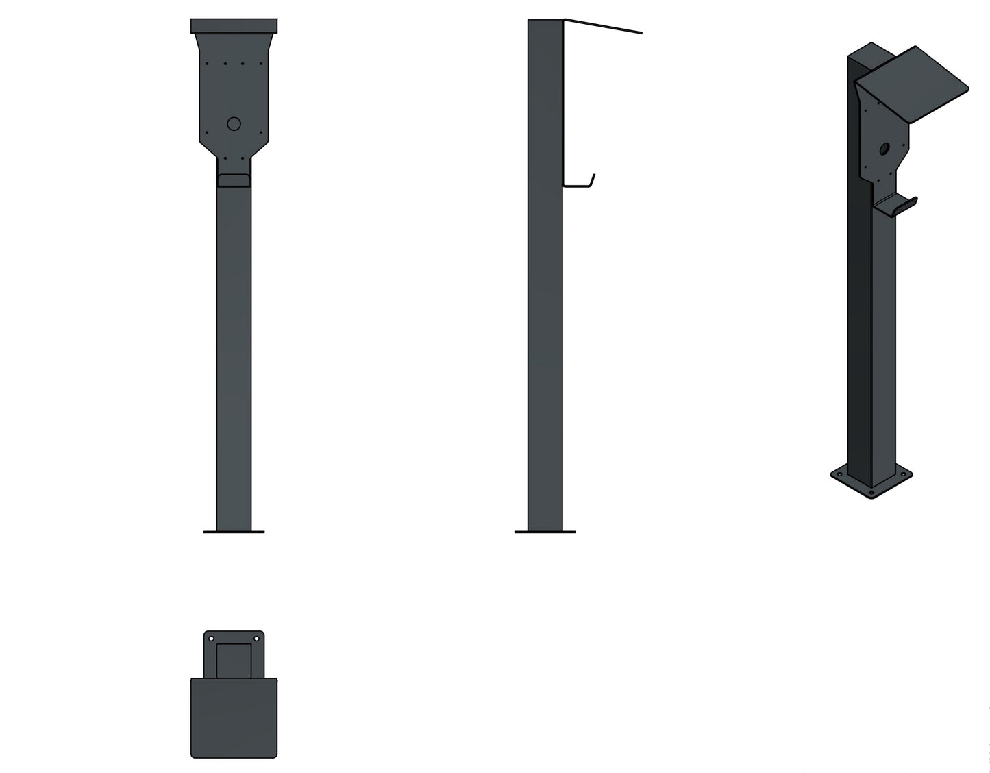 Colonne de charge adaptée à Easee Wallbox avec toit et crochet pour câble | Support | Pied | Stèle | Base