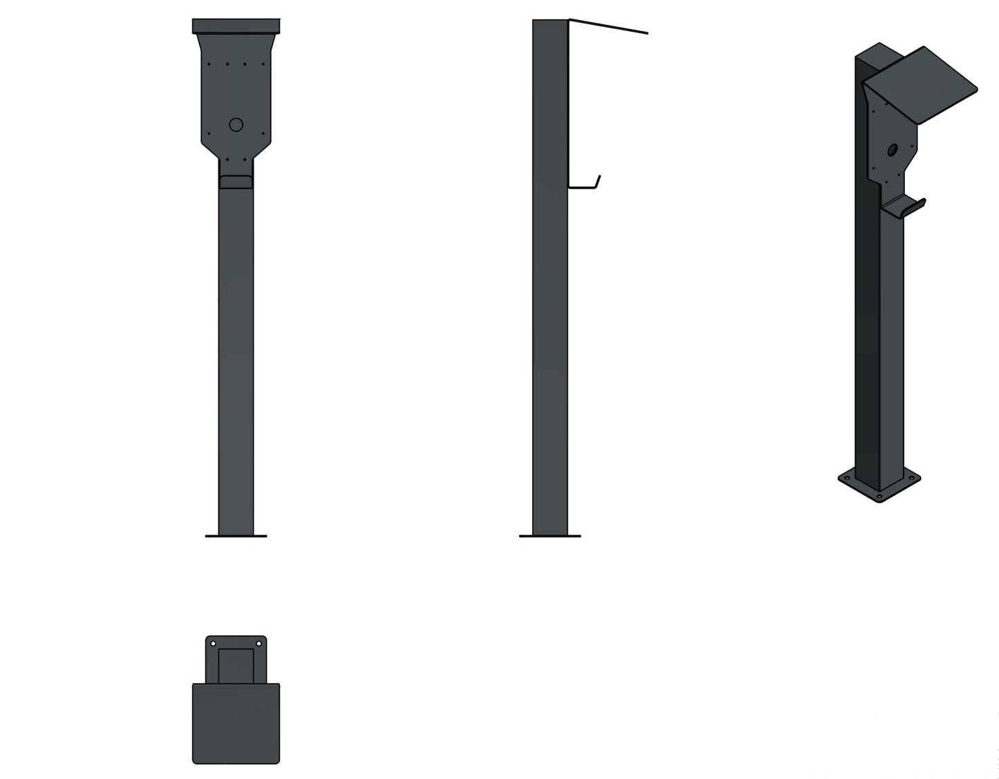 Colonne de recharge adaptée à Loxone Tree ou Air Wallbox avec toit | support | pied | stèle | base