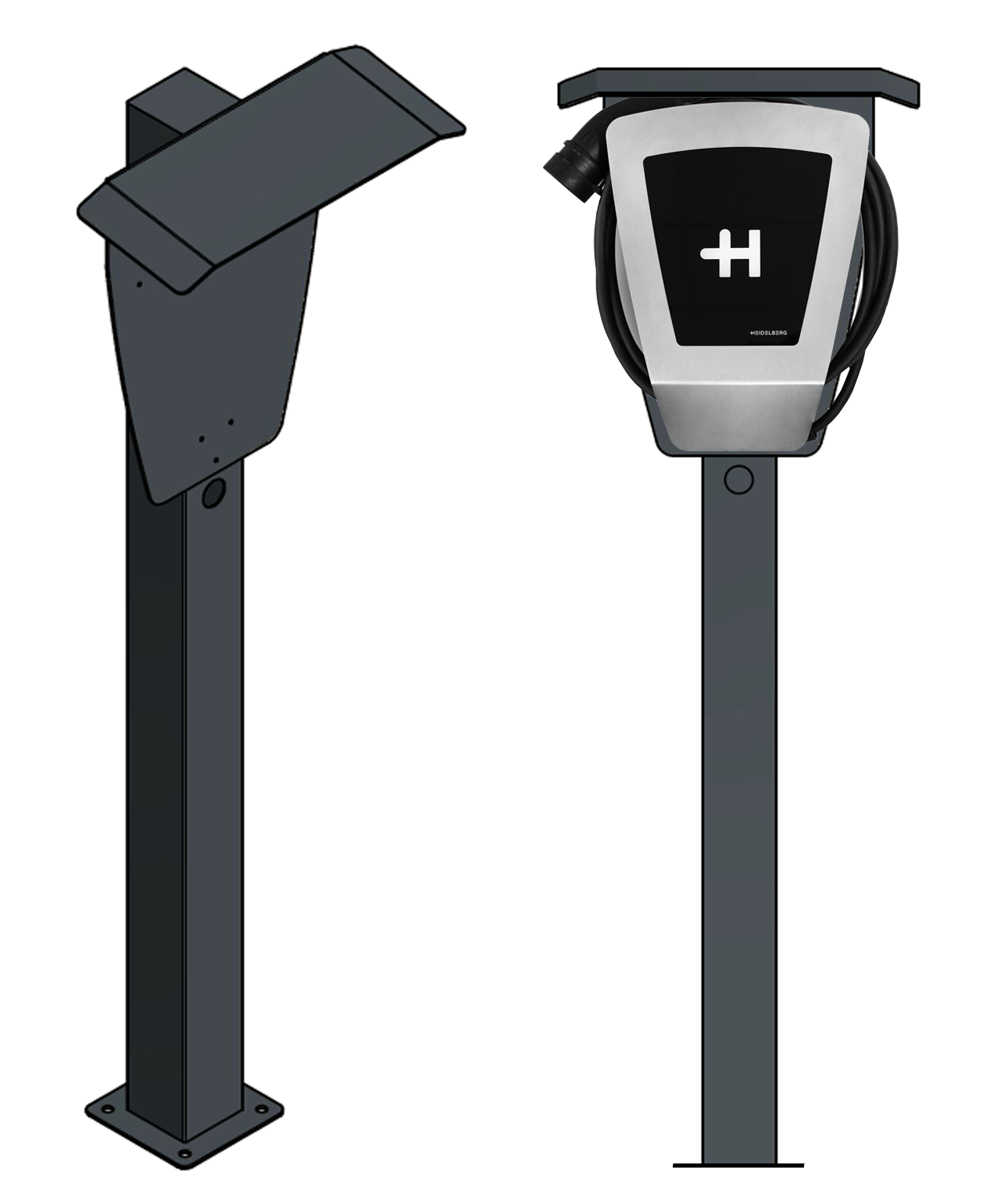 Borne de recharge adaptée à Heidelberg Wallbox avec toit | Stand | Stand | stèle
