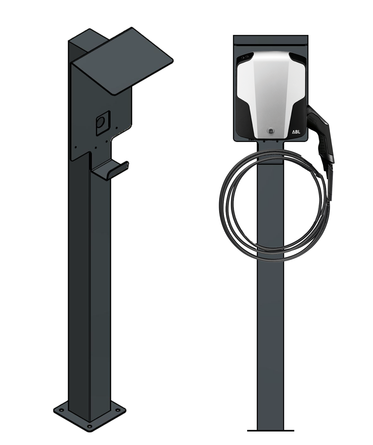 Colonne de charge adaptée pour ABL EMH1 Wallbox avec toit | support | pied | stèle | également adaptée pour la Senec Wallbox Pro