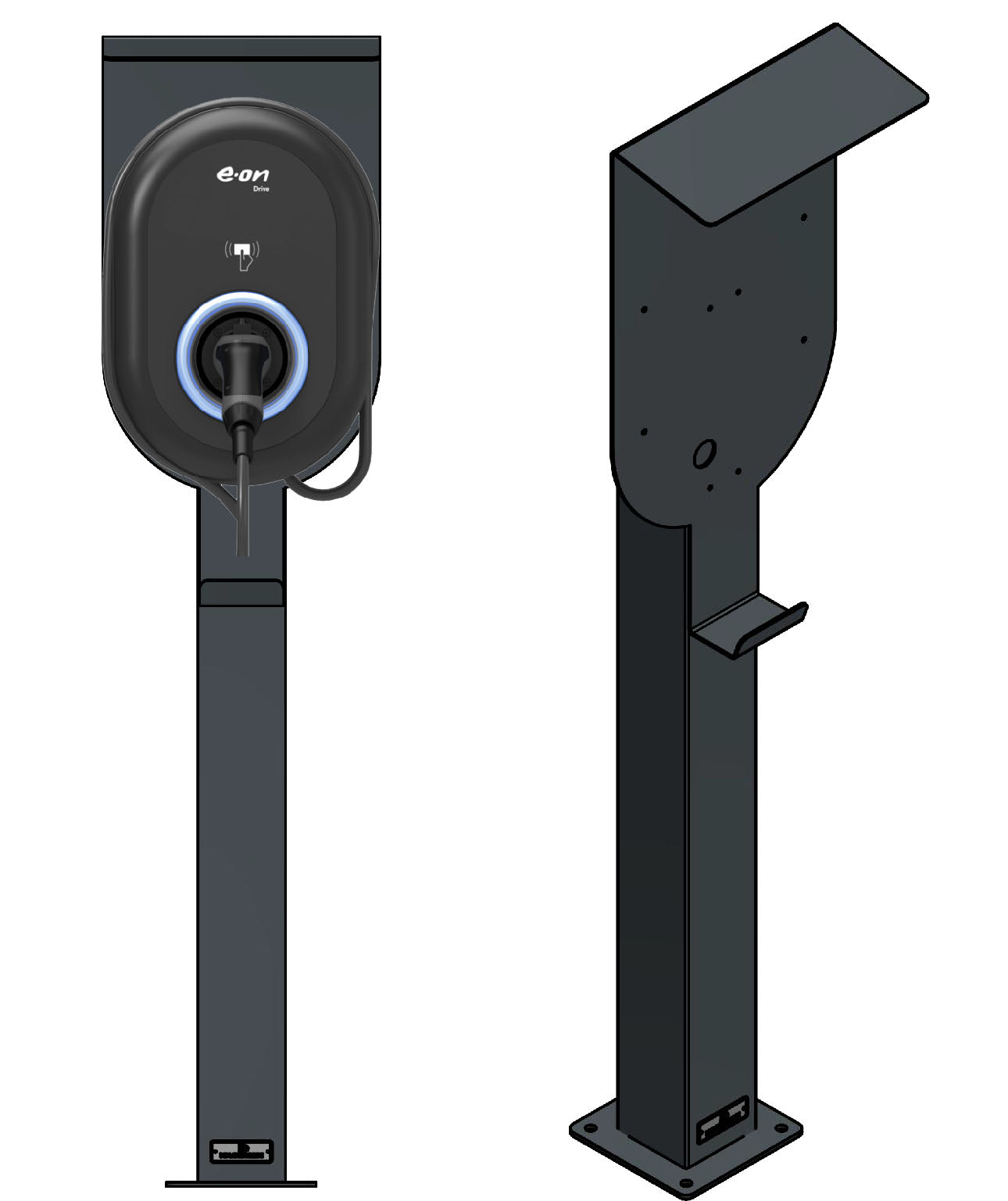 Colonne de recharge adaptée à E.ON Drive vBox / Vestel eCharger EVCO4 Wallbox avec toit | support | pied | stèle