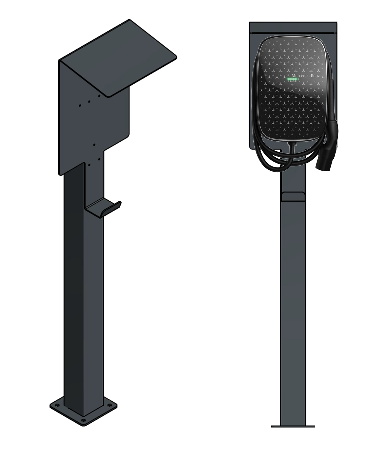 Colonne de charge adaptée à Mercedes Benz ECE Wallbox avec toit | support | pied | stèle | base