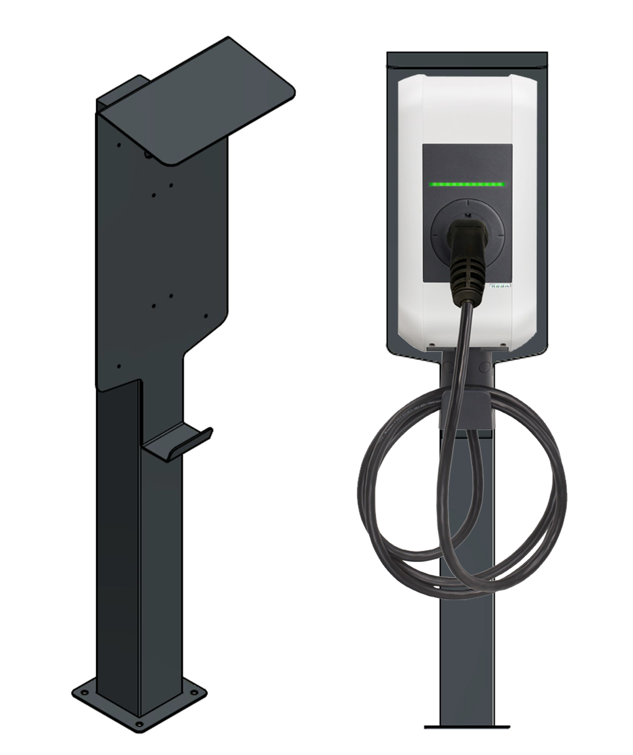 Colonne de charge adaptée à la SolarEdge Home Wallbox avec toit | Support | Pied | Stèle