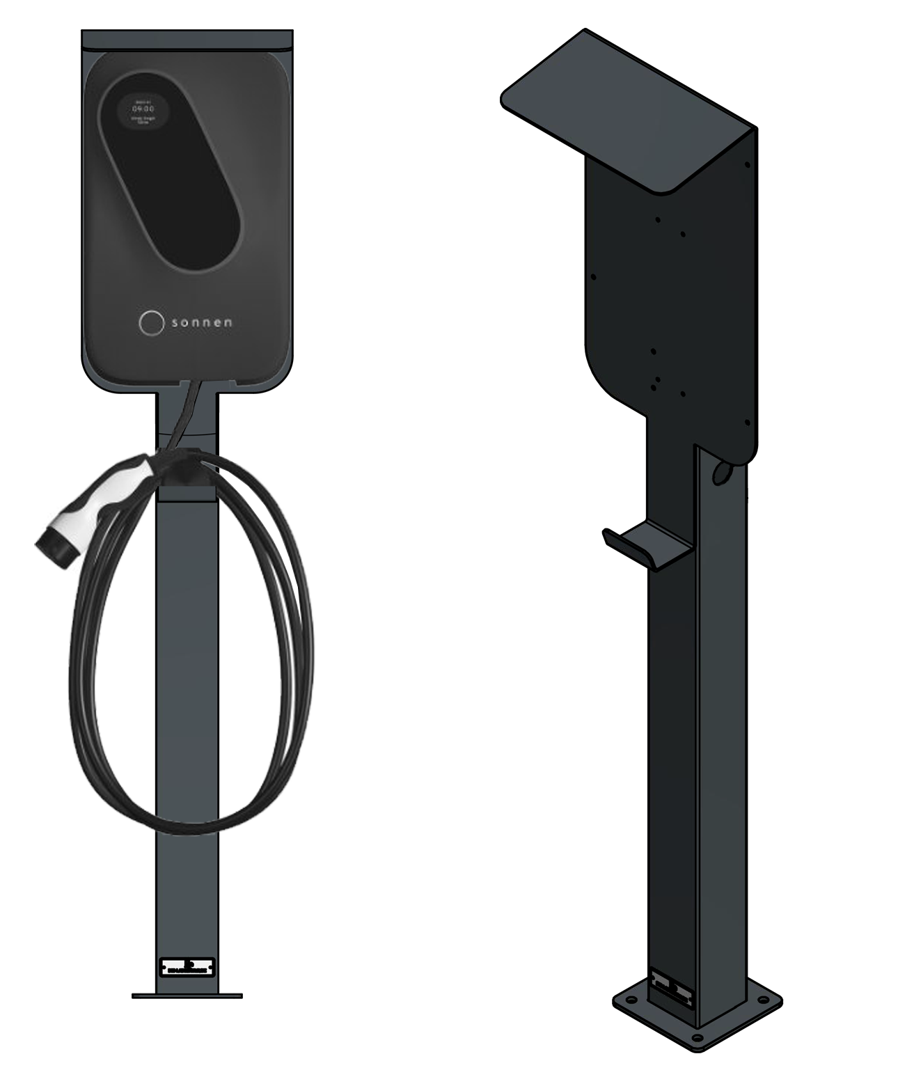 Colonne de recharge adaptée à Sonnen Charger Wallbox avec toit | support | pied | stèle | base