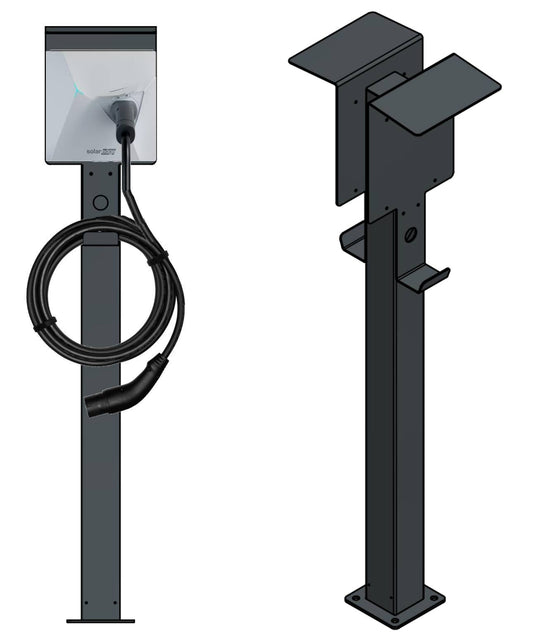 Doppel Zweifach Edelstahl Ladesäule Standfuss fuer SolarEdge One EV Ladegerät Wallbox