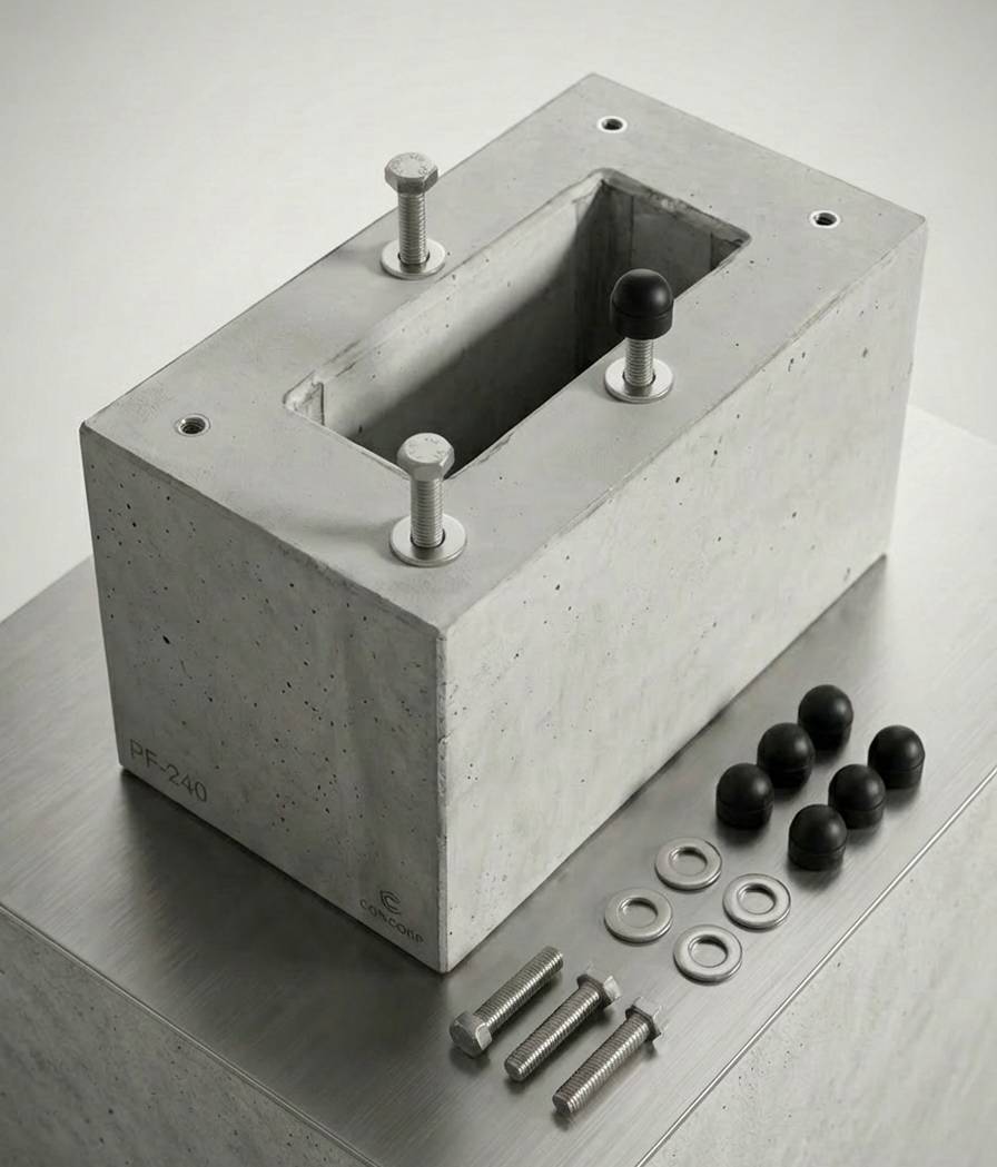 Fondation préfabriquée spécialement conçue pour le pied KeContact P20 / P30 de KEBA, borne de recharge (89735,90735)