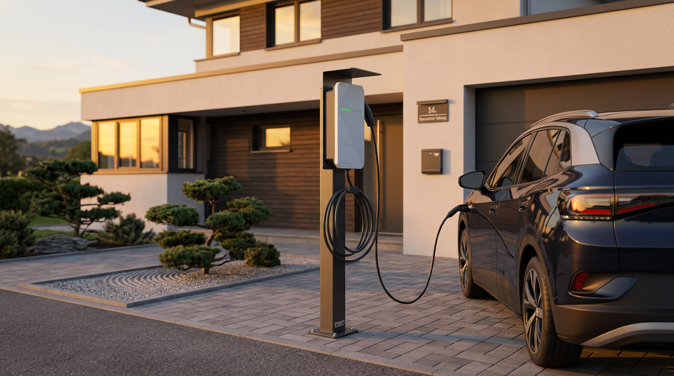 Colonne de recharge adaptée à Loxone Tree ou Air Wallbox avec toit | support | pied | stèle | base