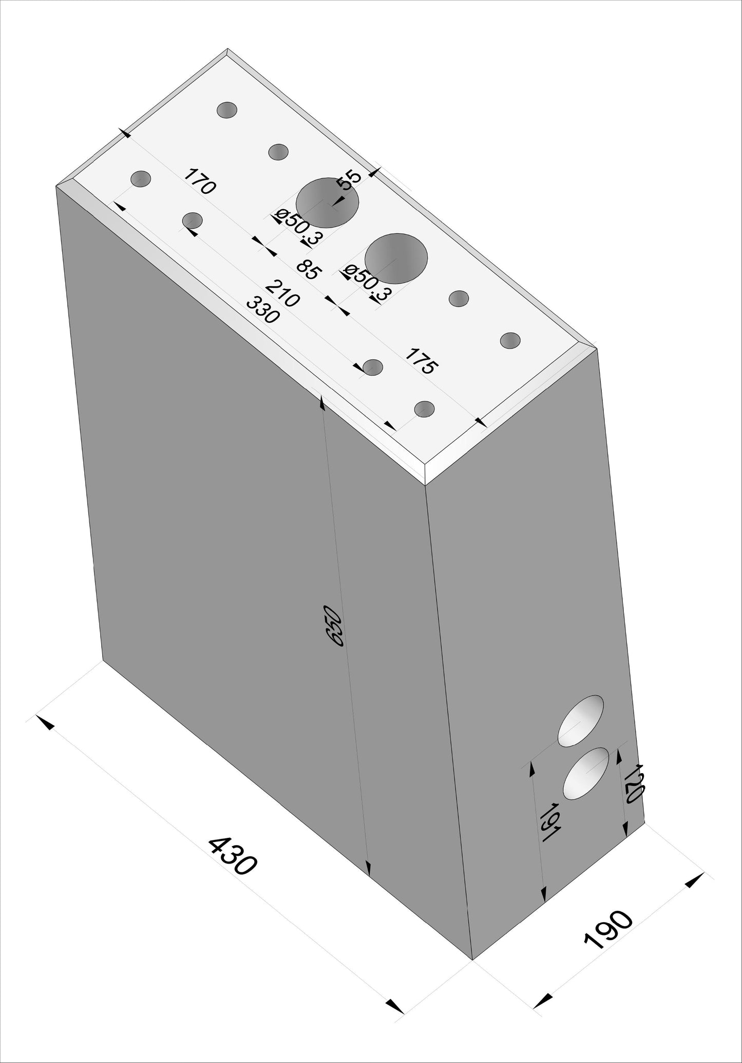 Fertigbetonfundament für ABL POLEMH1, POLEMH2, POLMH3, POLEM4 und POLEM4 Twin -