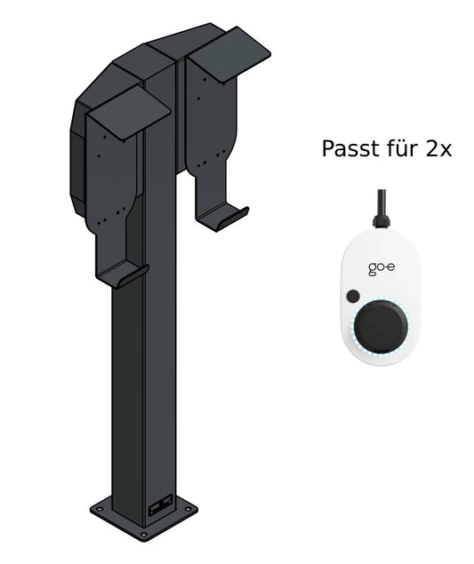 Colonne de charge adaptée à 2 Easee Wallbox avec toit | BESIDE | Support | Pied | Stèle | Base