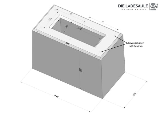 Fondation préfabriquée spécialement conçue pour le pied KeContact P20 / P30 de KEBA, borne de recharge (89735,90735)