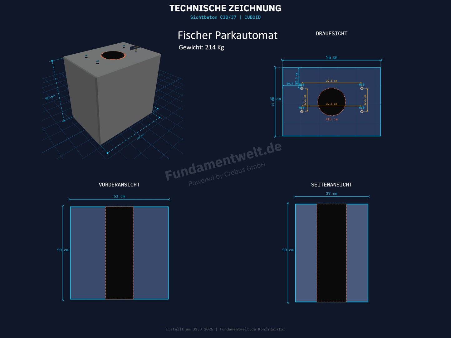 Fischer Fundament CT 500 Parkautomat