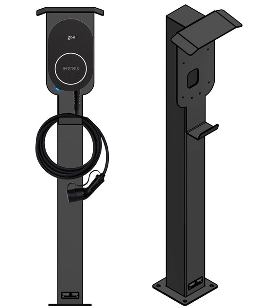 go-e Charger PRO Wallbox (11-22 kW) mit Stele und Kabelhaken – Komplettlösung für flexibles Laden