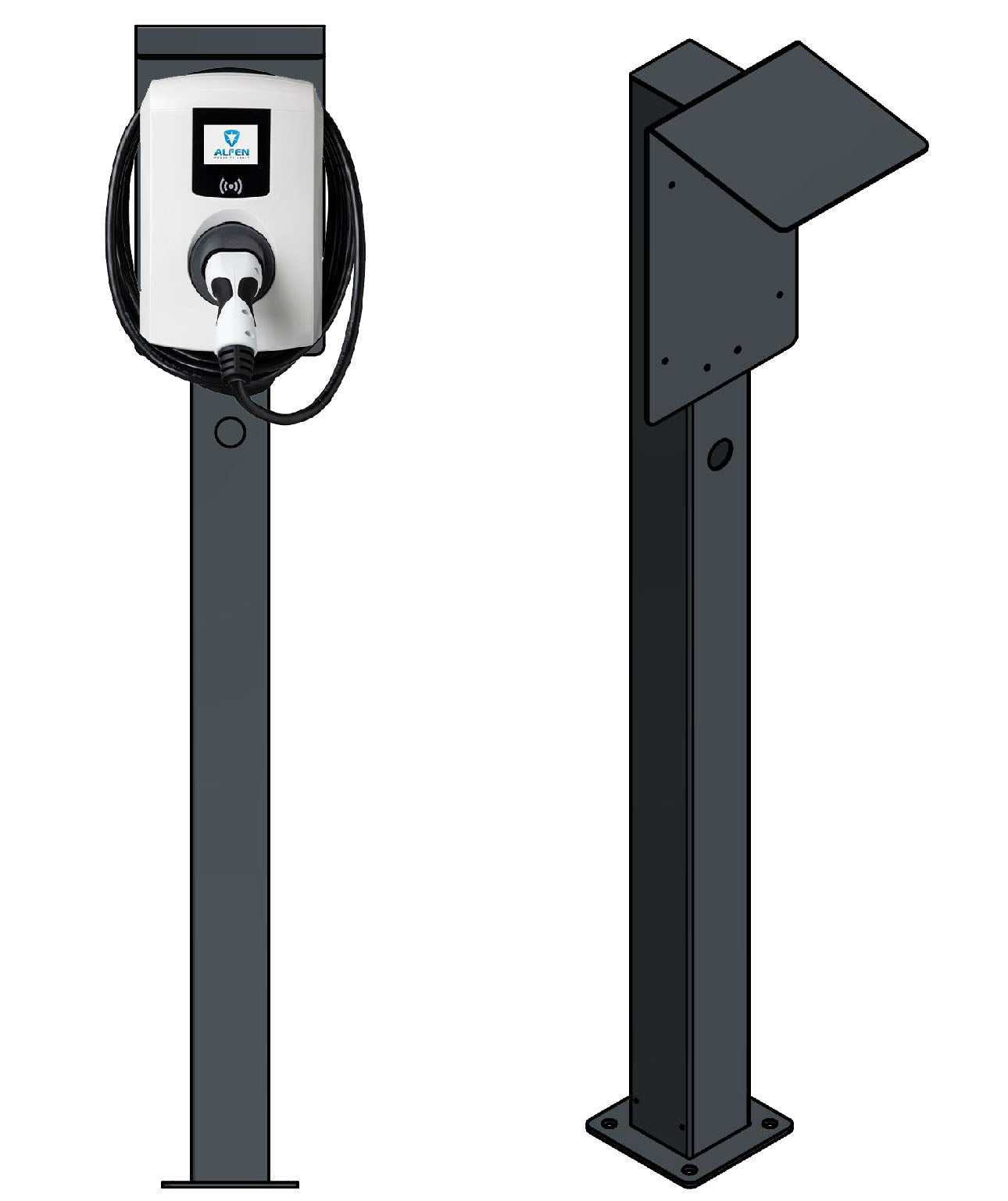 Colonne de charge adaptée à Alfen Eve Single ou Double Pro Wallbox avec toit | support | pied | stèle | également adaptée à la Senec Wallbox Pro