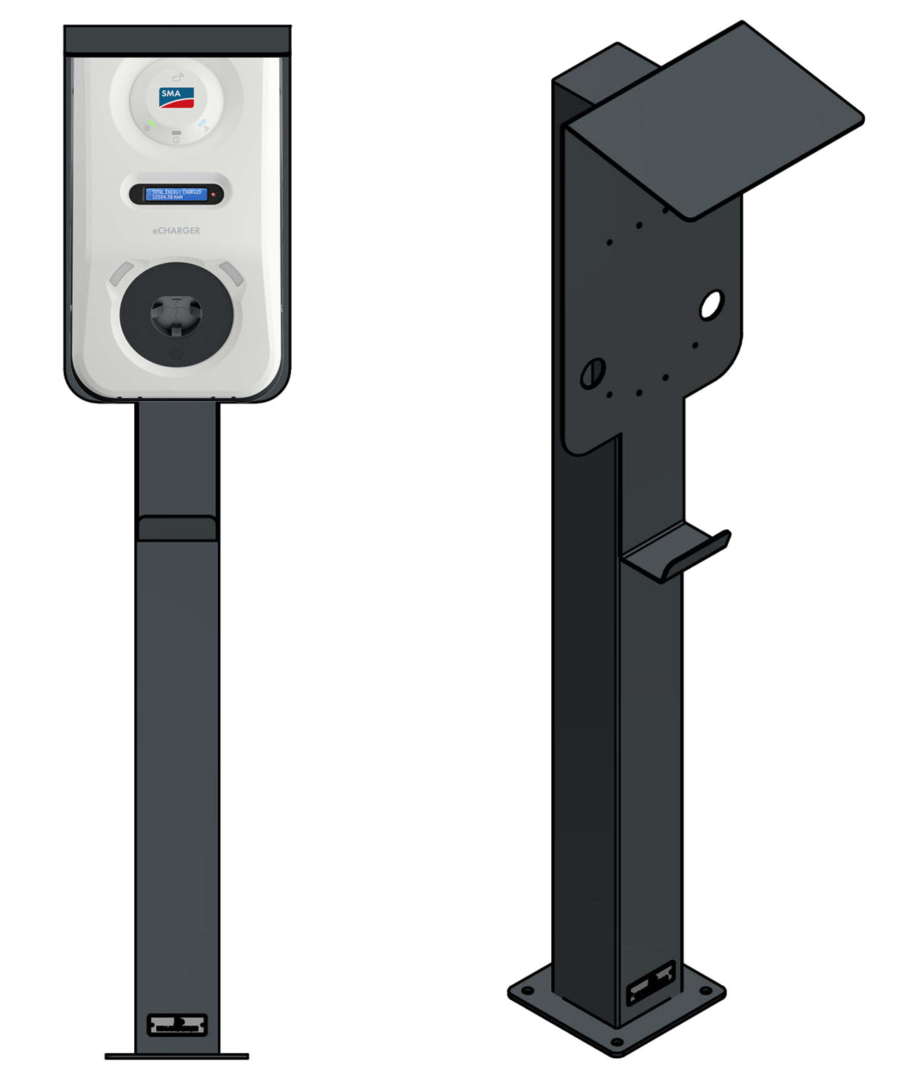 Colonne de charge adaptée à SMA EV Charger Wallbox avec toit | support | pied | stèle | base