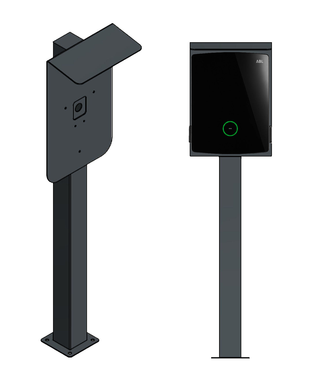 Colonne de charge adaptable sur ABL EM4 Wallbox | avec toit | support | pied | stèle