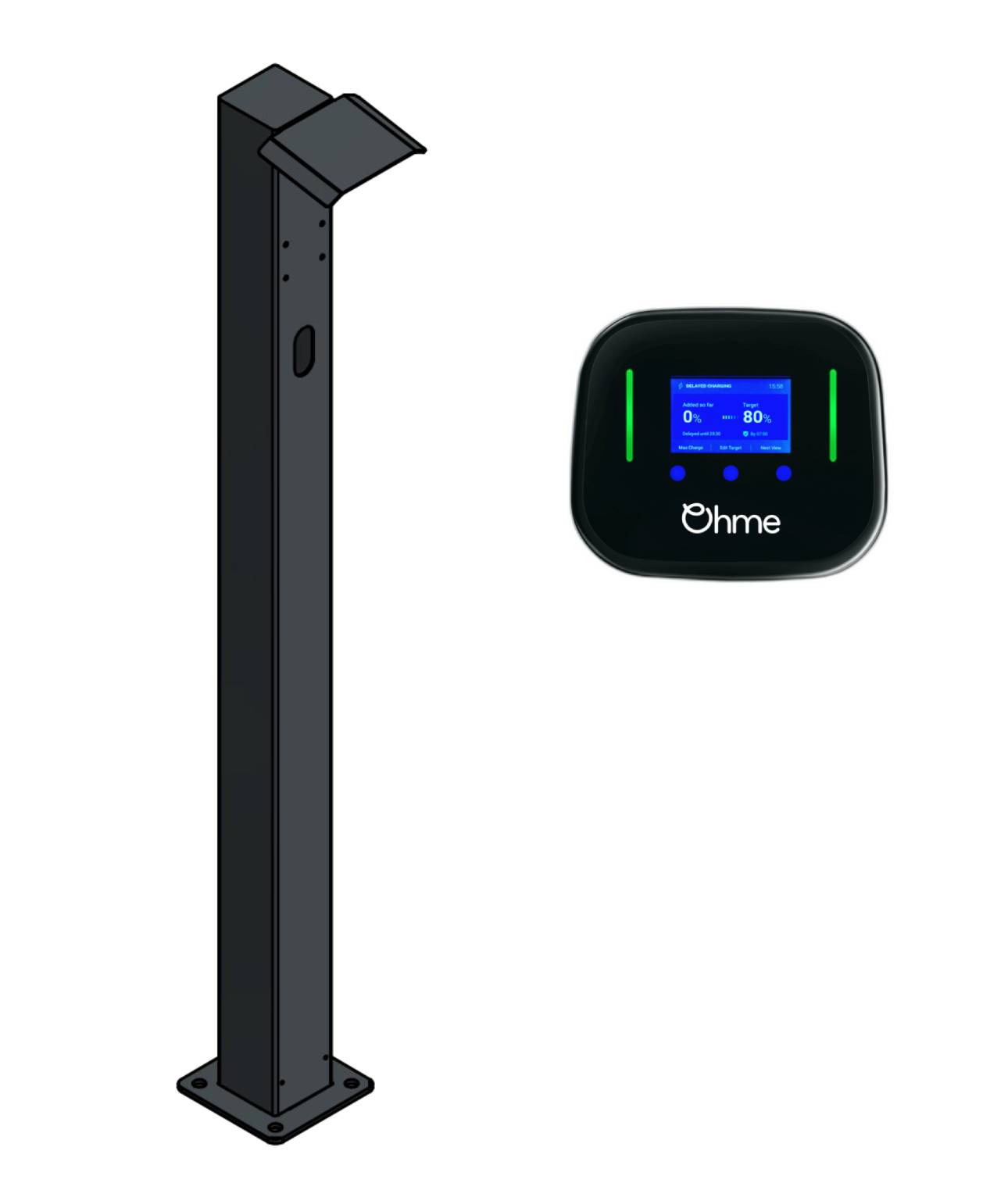 Borne de recharge adaptée à Innogy / Compleo / E.ON eBox avec toit | support | pied | stèle | base