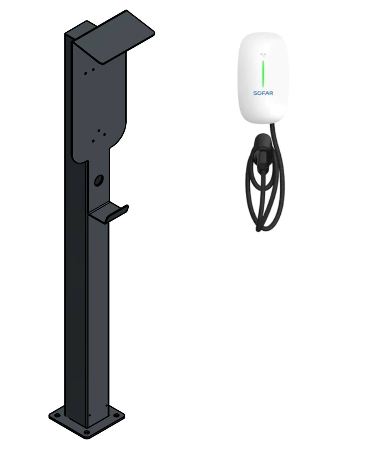 Borne de recharge adaptée à Innogy / Compleo / E.ON eBox avec toit | support | pied | stèle | base