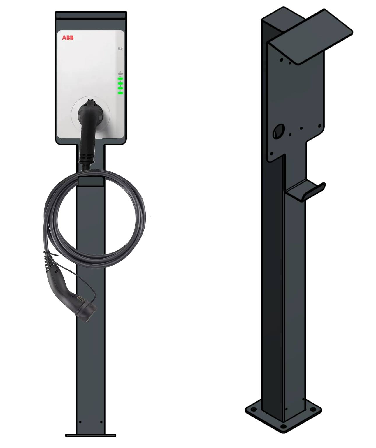 Colonne de recharge adaptée à Sonnen Charger Wallbox avec toit | support | pied | stèle | base