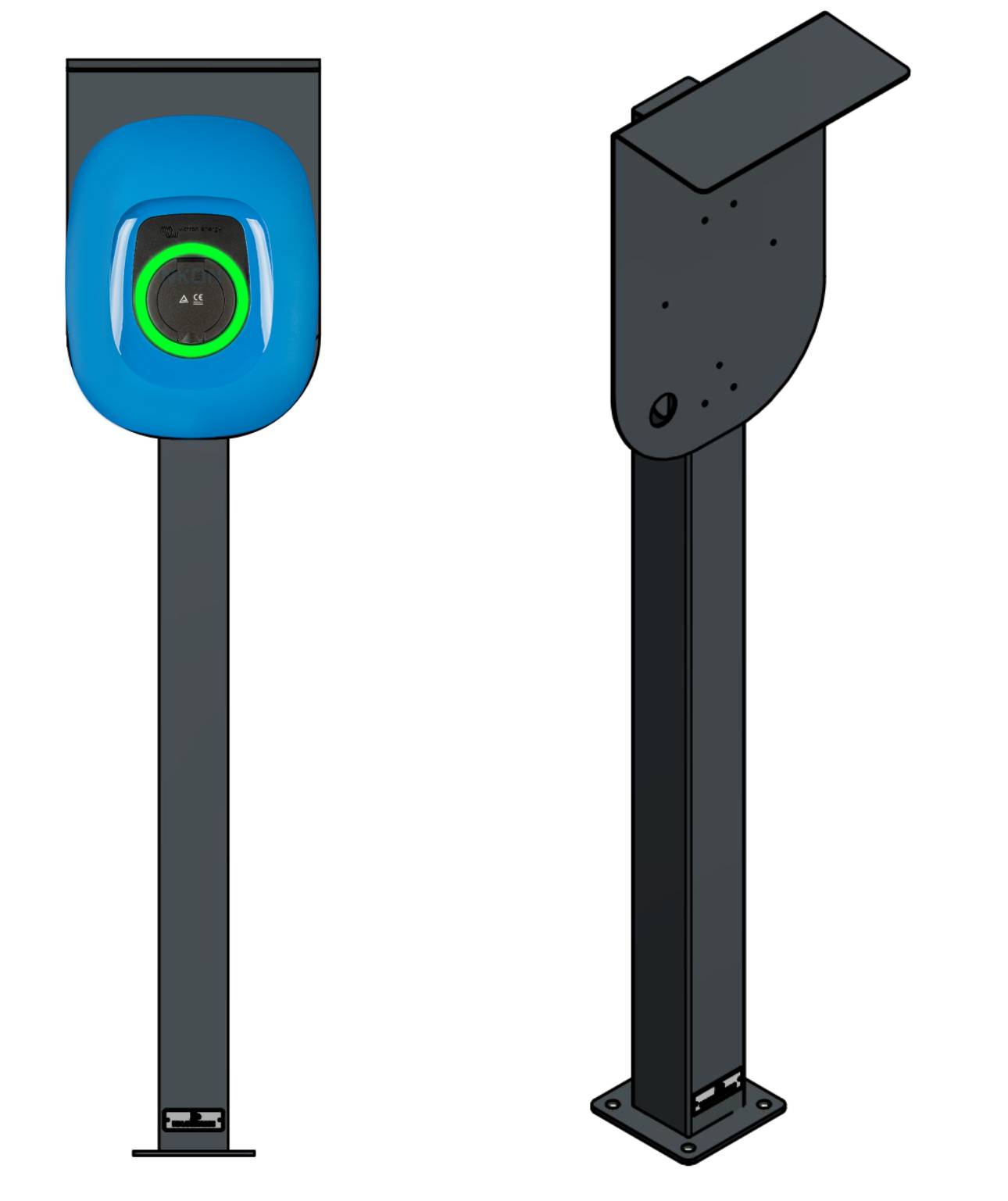 Colonne de charge adaptée à Huawei FusionCharge et SmartCharger Wallbox avec toit | support | pied | stèle | base