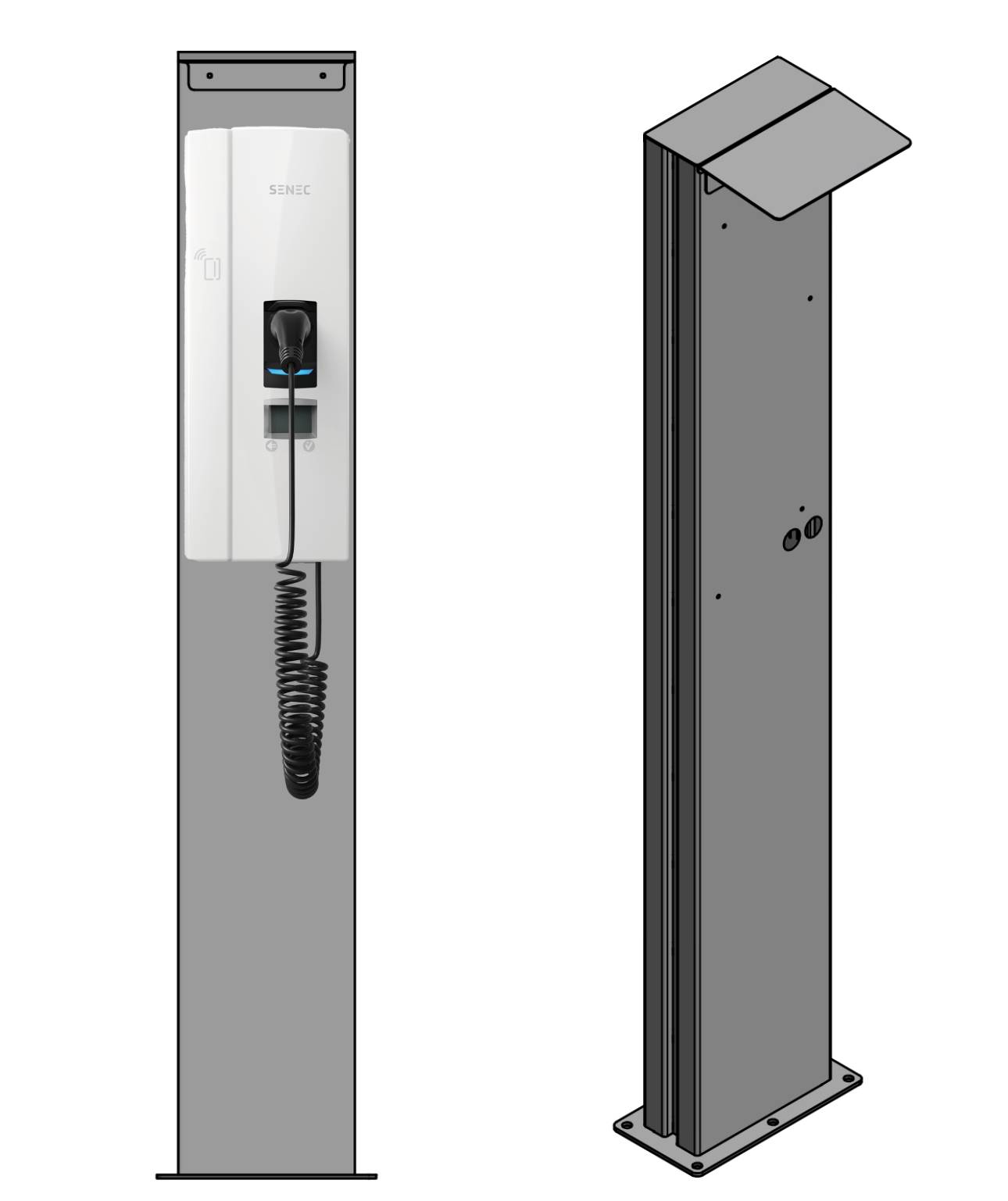 Colonne de charge adaptable sur Senec Pro S Wallbox avec toit | Support | Pied | Stèle | Base