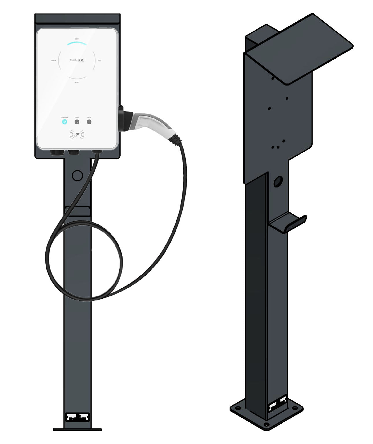 Ladesäule passend für Solax X3-EVC-20K Wallbox mit Dach mit Kabelhaken | Ständer | Standfuß | Stele | Base