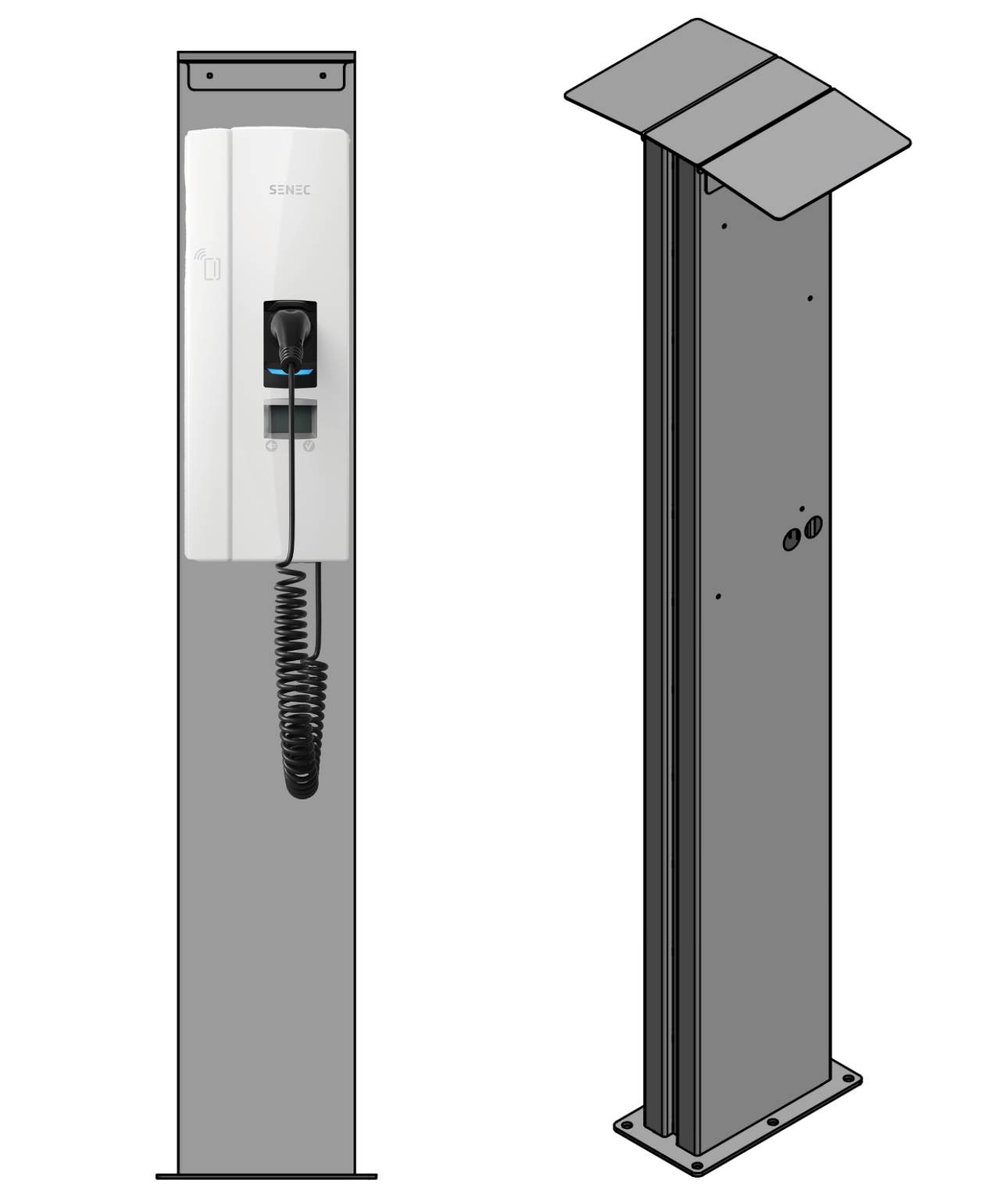 Colonne de charge adaptable sur Senec Pro S Wallbox avec toit | Support | Pied | Stèle | Base