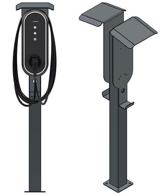Double colonne de recharge adaptée (DUUO) pour Innogy / Compleo / E.ON eBox avec toit | support | pied | stèle | base