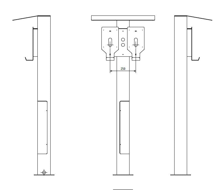 Colonne de charge double "BESIDE" spéciale pour Easee Wallbox - Stèle - Pied de support