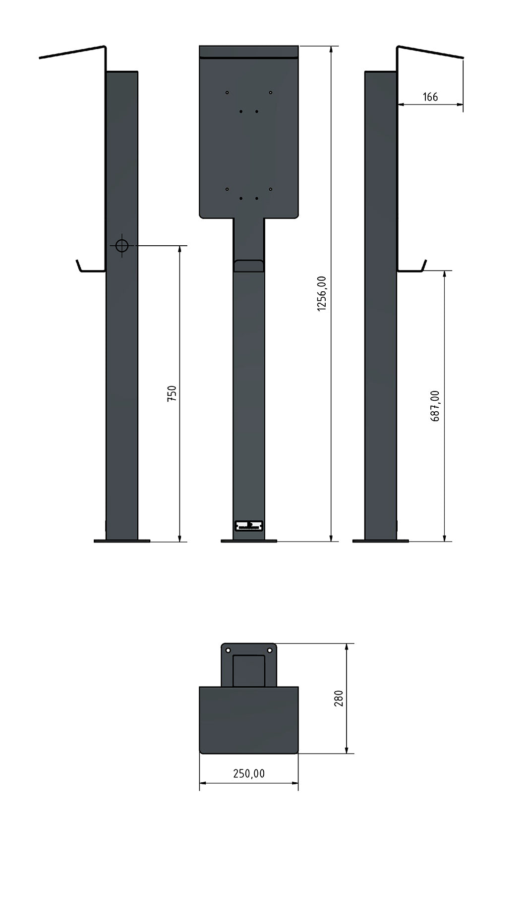 Colonne de charge adaptée à Kostal Enector Wallbox avec toit | support | pied | stèle