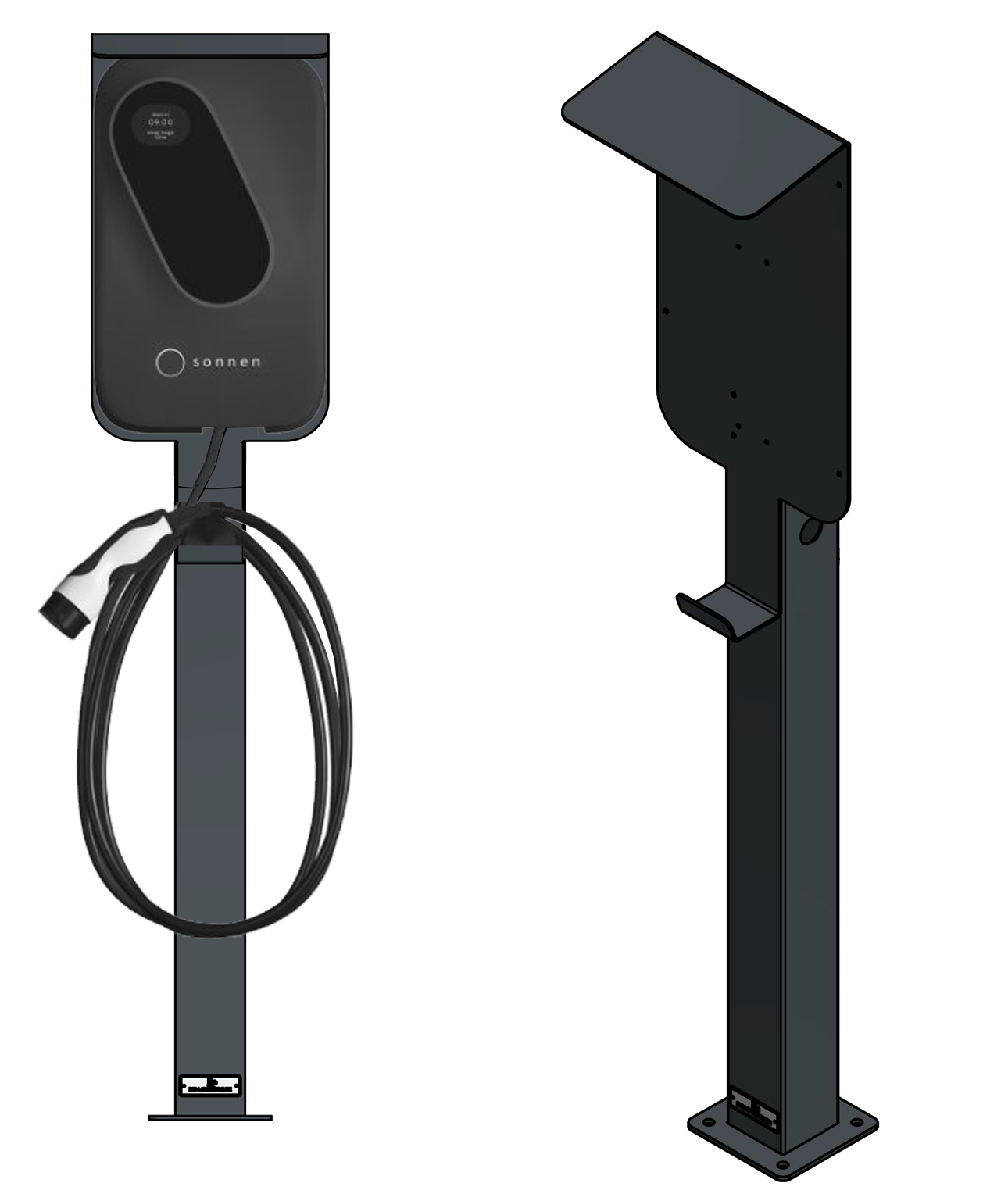 Colonne de charge adaptée à Etrel INCH Home Wallbox avec toit | Support | Pied | Stèle | Base